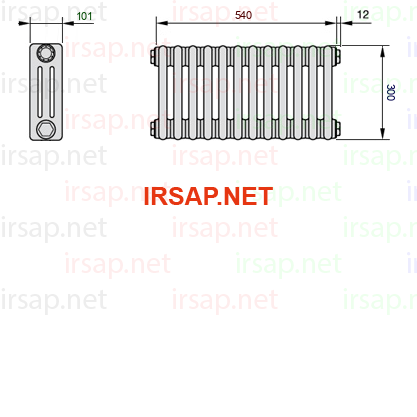 чертеж радиатора Irsap Tesi 30300-1230300-12-22-01